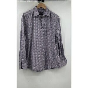 Bugatchi Floral Long Sleeve Button Down Dress Shirt Men's 16.5 Shaped Fit